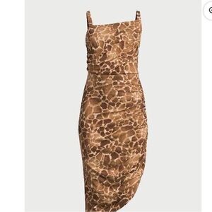 Plus Size 3X Sofia by Sofia Vergara Asymmetrical Brown Print Dress